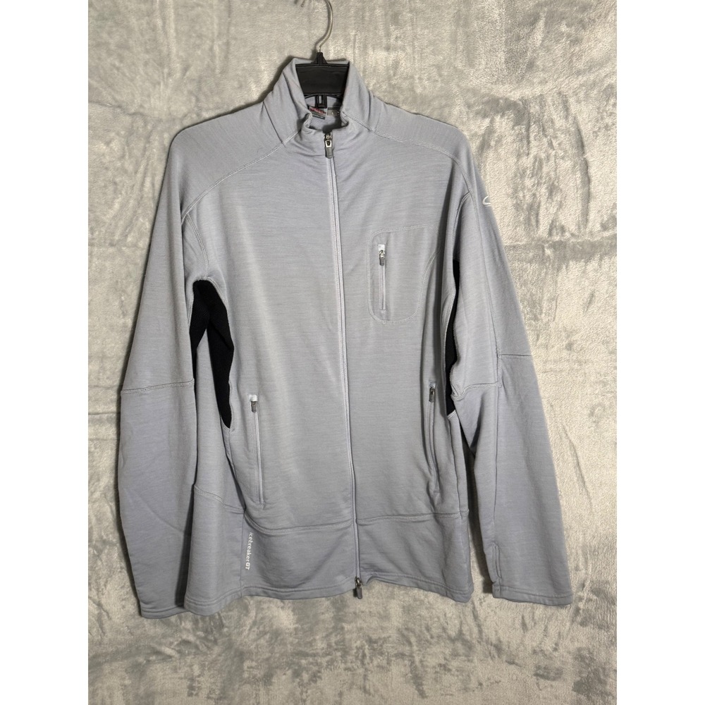 Icebreaker GT 340 Go Tiger Merino Wool Full Zip Jacket Mens Large Gray